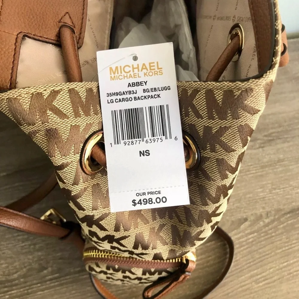 Michael Kors Brown Monogram Backpack - Picture 3 of 9
